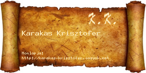 Karakas Krisztofer névjegykártya